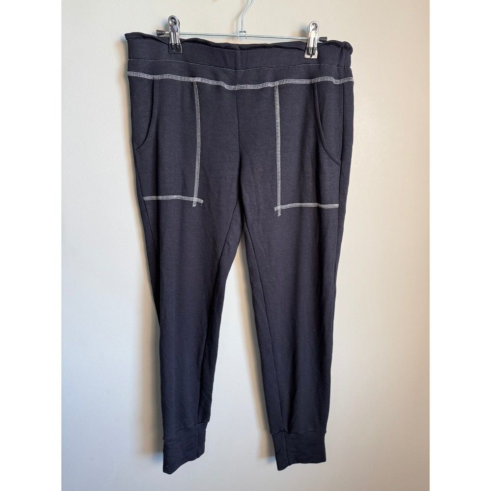 Pure Karma Women Black Contrast Stitch Joggers XL Athleisure Loungewear Stretchy